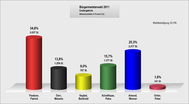 Direktwahl Bürgermeister 2011: Wahlbeteiligung 53,5%