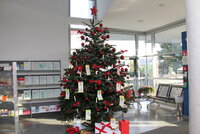 Neben einer Online-Version wird es auch wieder einen Wunschbaum im Rathausfoyer geben. Zu sehen ist der Wunschbaum im Foyer des Rathauses. Geschmückt ist er mit Weihnachtskugeln und den Wunschzetteln der Kinder.